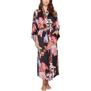 N by Natori Mikado floral print satin robe Size small